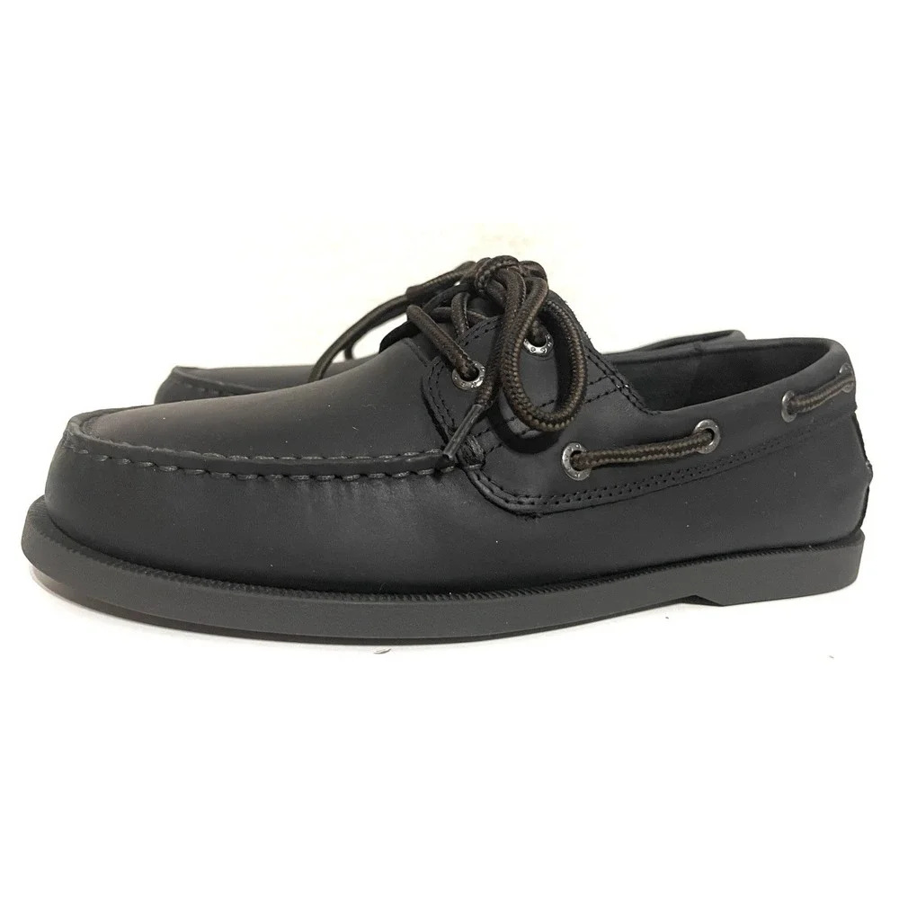 Dockers Mens Black Vargas Genuine Leather Casual Classic Rubber Sole Boat Shoe 7